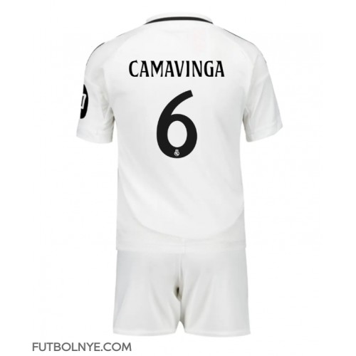 Camiseta Real Madrid Eduardo Camavinga #6 Primera Equipación para niños 2024-25 manga corta (+ pantalones cortos)